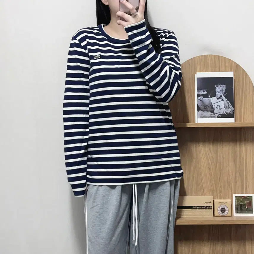 [BUNJANG] [정품] 라코스테 패치로고 단가라 긴팔티 [ M ] / [정품] 라코스테 패치로고 단가라 긴팔티 [ M ]