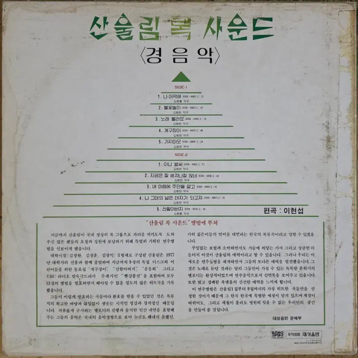 [BUNJANG] 산울림 록 사운드 (경음악) LP / 산울림 록 사운드 (경음악) LP