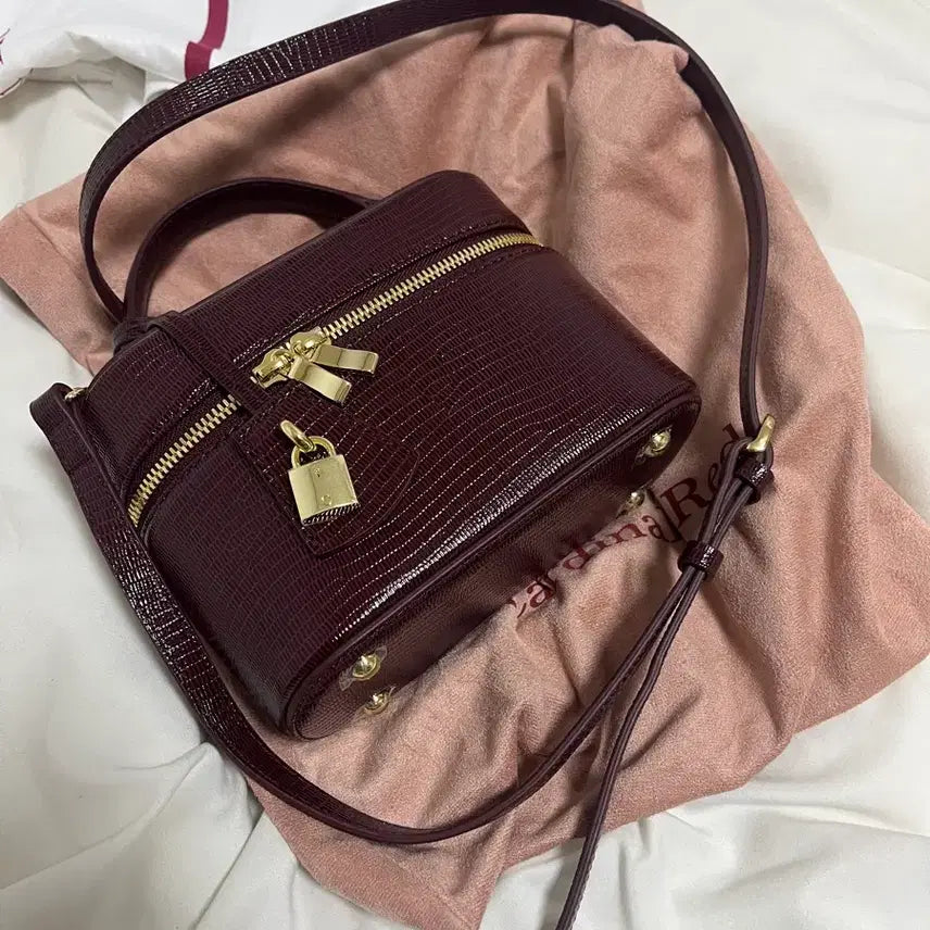 [BUNJANG] Cardinal Red Vanity Bag Lizard Burgundy / 카디널레드 베니티백 리자드 버건디