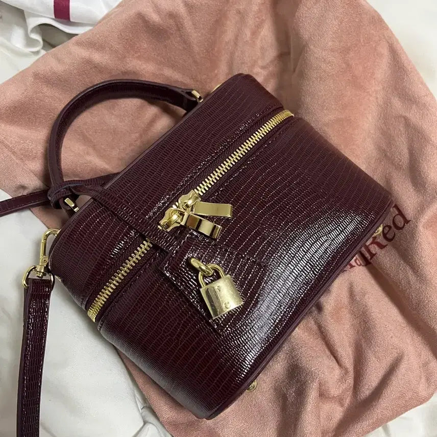 [BUNJANG] Cardinal Red Vanity Bag Lizard Burgundy / 카디널레드 베니티백 리자드 버건디