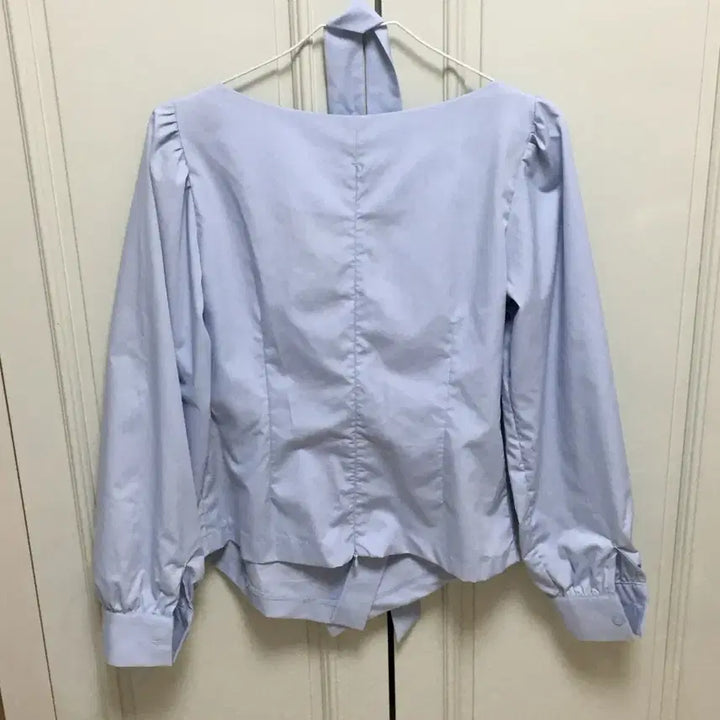 [BUNJANG] Ribbon Wrap Blouse - Sky Blue / 리본 랩 블라우스 _스카이블루