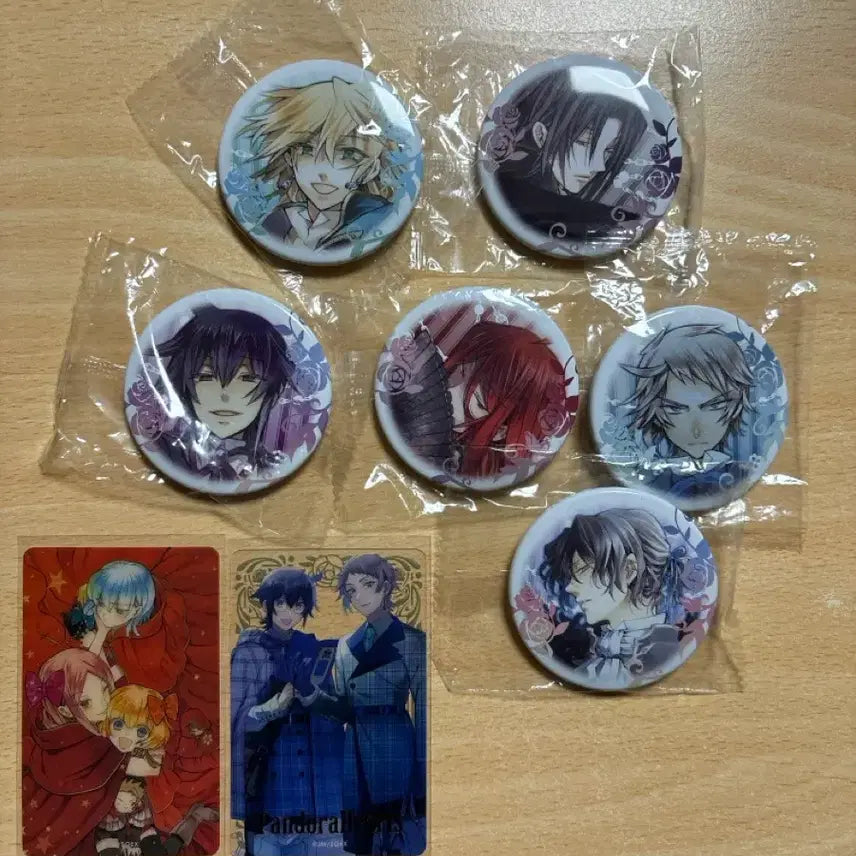 [BUNJANG] Pandora Hearts Jack Elliott Leo Oswald Rufus Gilbert Card Ani-Cap Can Badge Set / 판도라 하츠 잭 엘리엇 리오 오스왈드 루퍼스 길버트 카드 애니카프 캔뱃지
