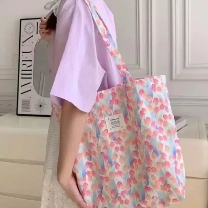 [BUNJANG] Floral Pattern Tote Bag / 플라워 패턴 토트백