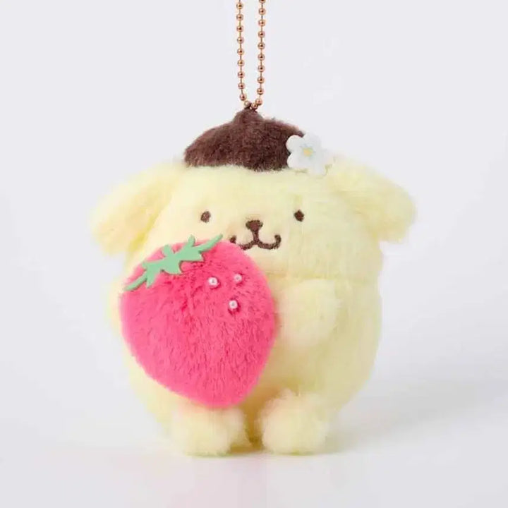 [BUNJANG] Sanrio Pompompurin Strawberry Plush Charm / 산리오 딸기 폼폼푸린 인형 키링 예약