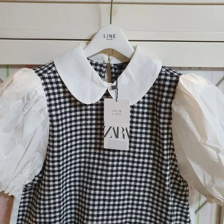 [BUNJANG] Zara Check Puff Sleeve Blouse / 자라 블라우스/55-정66 새상품