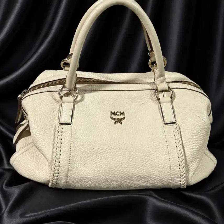 [BUNJANG] MCM Ivory Leather Tote Bag / 정품 MCM 아이보리 레더 토트백