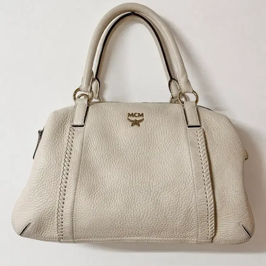 [BUNJANG] MCM Ivory Leather Tote Bag / 정품 MCM 아이보리 레더 토트백