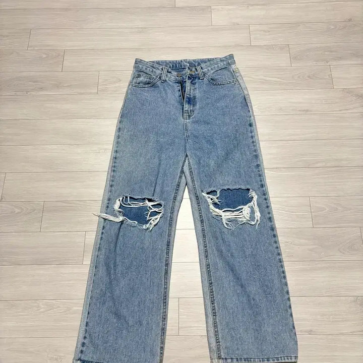 [BUNJANG] DEEPNY Ripped Wide Denim Pants / 디프니 찢청 와이드 데님팬츠