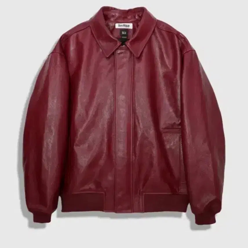[BUNJANG] Burgundy Real Leather Jacket / 버건디 리얼 레더자켓