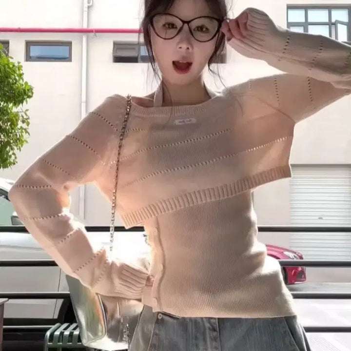 [BUNJANG] Crop Knit Top + Camisole Set / 크롭 니트 상의 + 나시 세트 / 데일리 캐주얼 빈티지 유니크 y2k