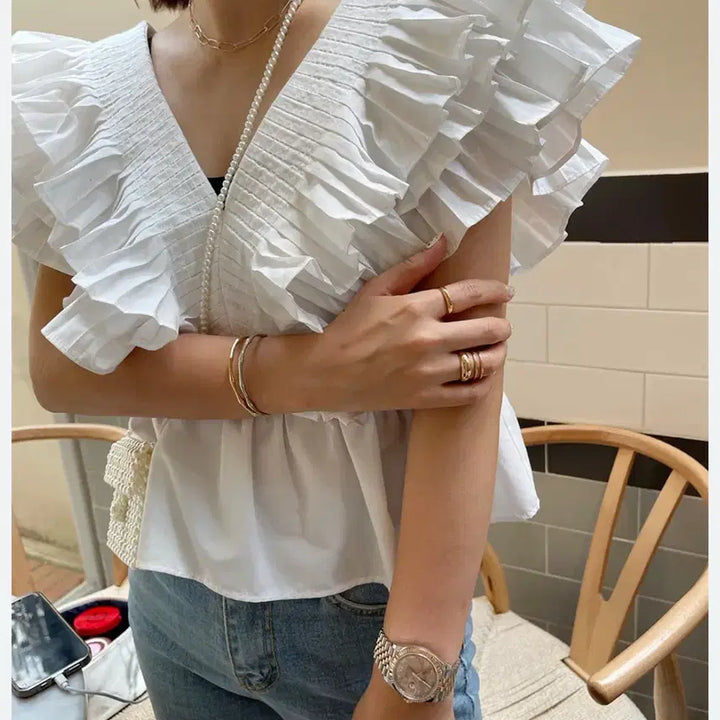 [BUNJANG] Graceful Frill Blouse / 프릴블라우스그레이스유드레스플로움드헤베주르티아무르무아르르로망바이씨니더로랑