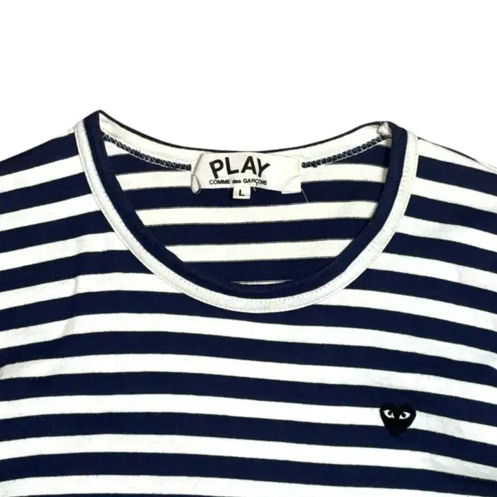 [SOLD OUT] 꼼데가르송 네이비 스트라이프 미니 하트 롱슬리브 긴팔