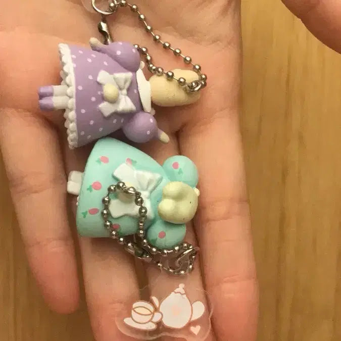 [BUNJANG] Hello Kitty Marron Cream Keychain Strap Figure Set / (세트)일본고전풍 키티 친구 마론크림 키링 스트랩 피규어 똥사이즈