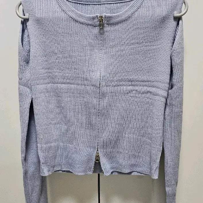 [BUNJANG] Two-Way Zip-Up Cardigan / 새상품 55~66 투웨이 집업 가디건 소라, 그레이 겨드랑이 트임 스타일