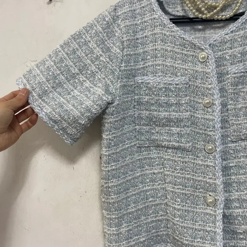 [BUNJANG] N6222 Tweed Jacket / 초특가새)N6222 노카라 트위드 자켓.세미크롭