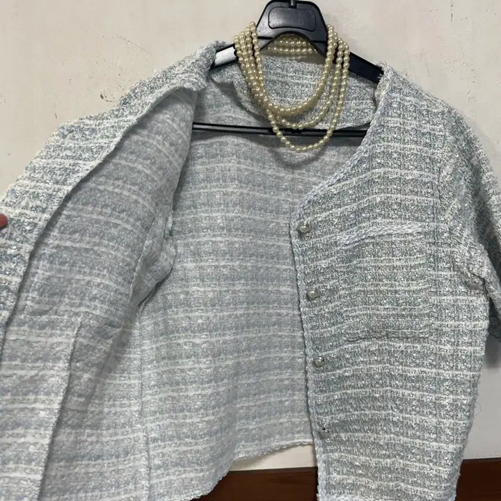 [BUNJANG] N6222 Tweed Jacket / 초특가새)N6222 노카라 트위드 자켓.세미크롭