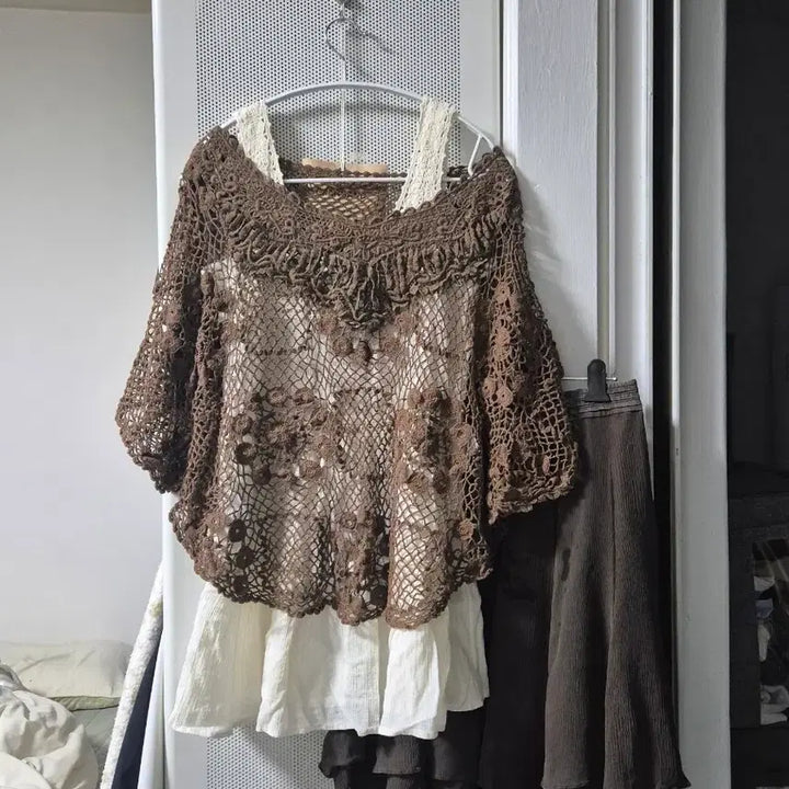 [BUNJANG] Vintage Crochet Summer Cape / 빈티지 모리걸 크로셰 여름 케이프 뜨개 케이프 빈티지 판초