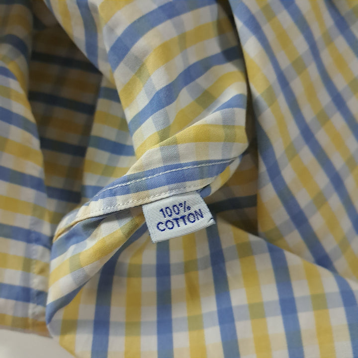 [BUNJANG] CK365 2XL 바버 00s 옐로우 블루 멀티 체크 반팔 셔츠 남방 / CK365 2XL 바버 00s 옐로우 블루 멀티 체크 반팔 셔츠 남방
