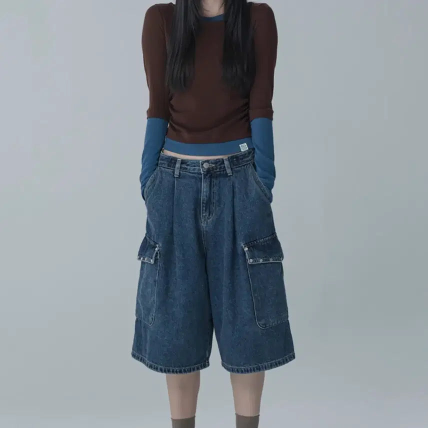 [SOLD OUT] 마스언에브릴  핑거홀 레이어드 셔링 티셔츠 Mars en Avril