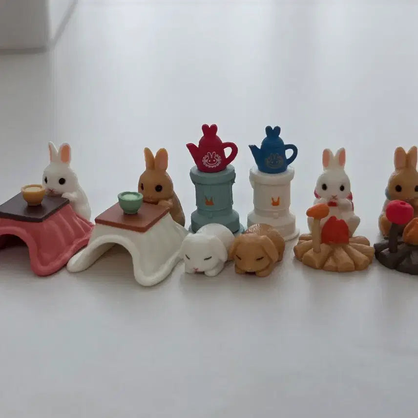 [BUNJANG] Rabbit Winter Miniature Figure Full Set / 따끈따끈 토끼 가챠 풀셋) 동물 겨울 소품 미니어처 미니어쳐 피규어