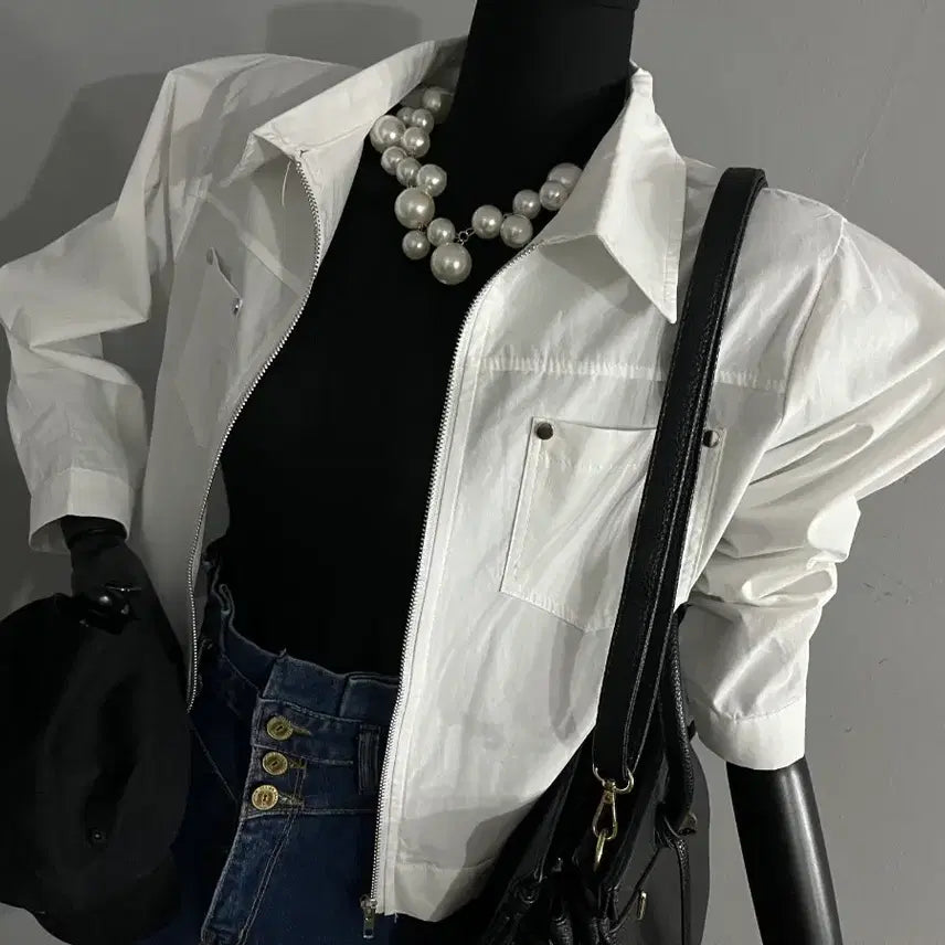 [SOLD OUT] 스냅지퍼점퍼/화이트점퍼/썸머점퍼/점퍼