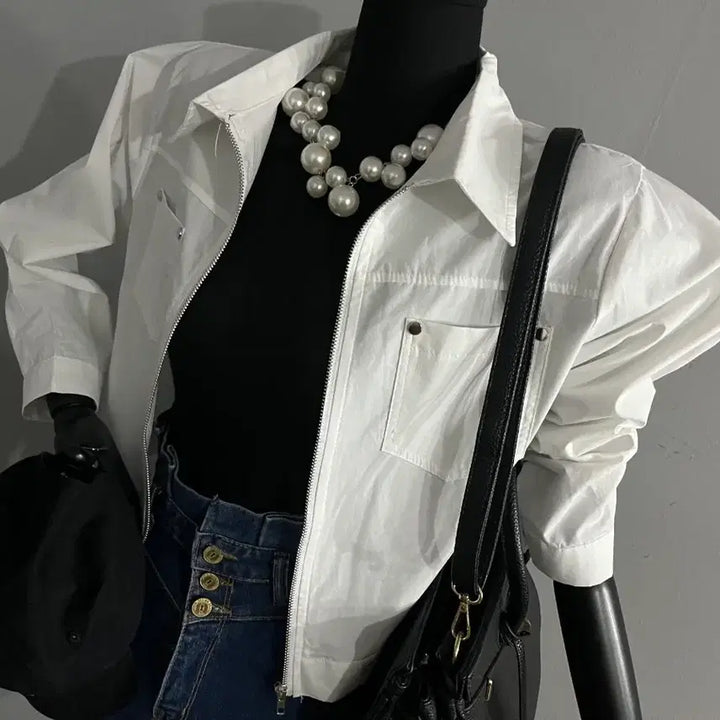 [SOLD OUT] 스냅지퍼점퍼/화이트점퍼/썸머점퍼/점퍼