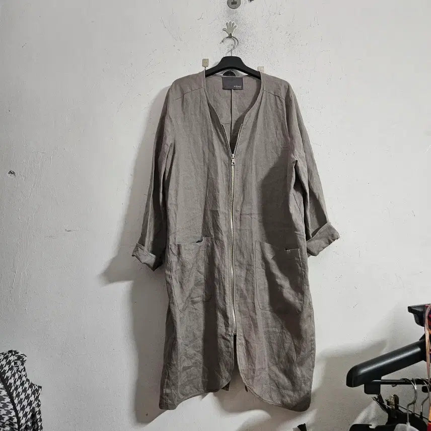 [BUNJANG] NENO Linen Long Cardigan / NENO 린넨 지퍼 롱 가디건