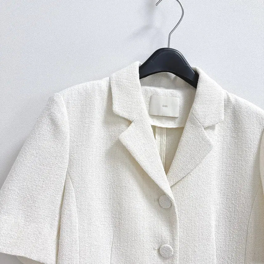 [BUNJANG] ORR Summer Tweed Half Jacket Ivory S / 새) 오르 썸머 트위드 하프 자켓