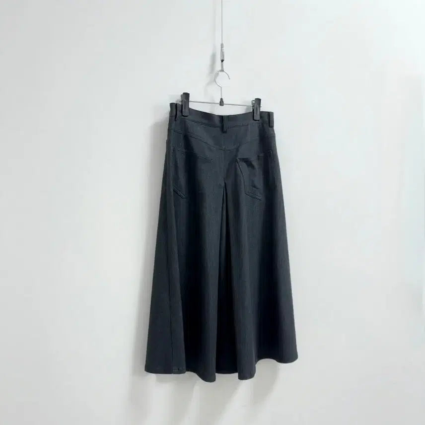 [BUNJANG] Club Monaco A-Line Denim Pattern Skirt / 클럽모나코 데님라이크 코튼 에이라인 스커트 맞주름 디자인 한섬