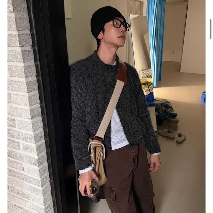 [BUNJANG] Buddy Wing Yarn Crop Round Cardigan / 크롭 버디 날개사 라운드 가디건