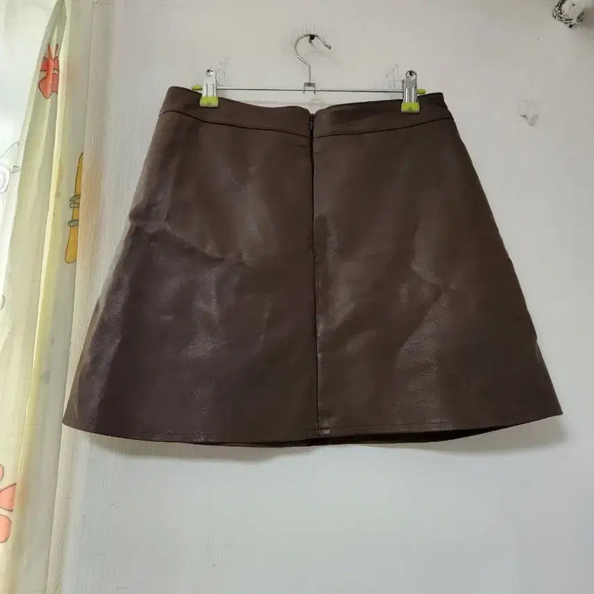 [BUNJANG] Brown Leather Mini Skirt / 브라운 레더 미니 스커트 M(27)