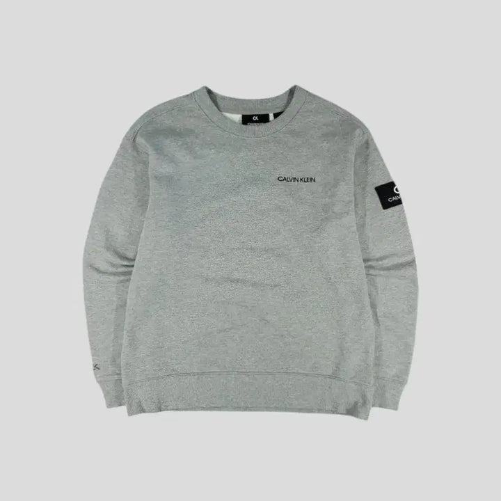 [BUNJANG] Calvin Klein Performance Cotton Blend Sweatshirt / 캘빈클라인 퍼포먼스 그레이 블랙 배색 스펠아웃 로고 암로고 코튼블렌드 맨