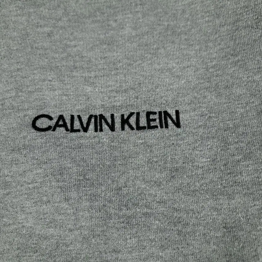 [BUNJANG] Calvin Klein Performance Cotton Blend Sweatshirt / 캘빈클라인 퍼포먼스 그레이 블랙 배색 스펠아웃 로고 암로고 코튼블렌드 맨