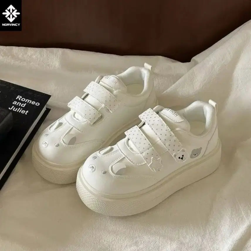 [BUNJANG] Generic Teddy Bear Platform Sneakers / 지뢰계 양산형 곰돌이 매직테입 통굽 운동화(3컬러)
