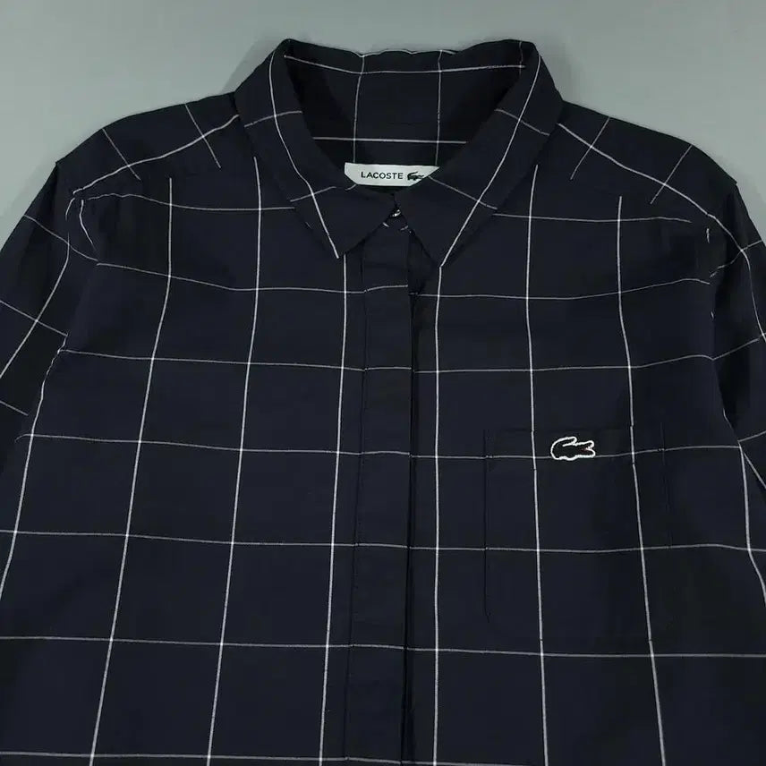 [BUNJANG] Lacoste Check Pattern Dress / 라코스테 블랙 화이트 배색 그리드 윈도우 체크패턴 톤톤 크록로고 체스트포
