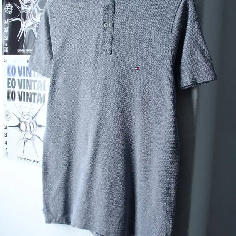 [BUNJANG] Tommy Hilfiger Gray Polo Shirt / (M-L) 타미힐피거 반팔 카라 티셔츠 그레이 무지 놈코어-184DF