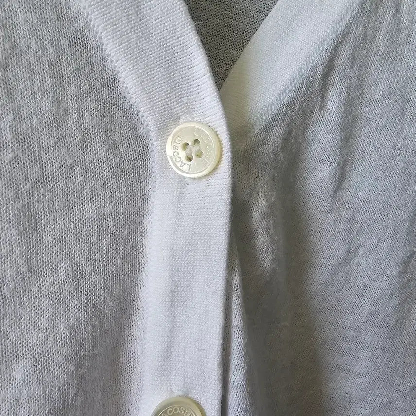[BUNJANG] Lacoste White V-Neck Cardigan / 라코스테 화이트 브이넥 가디건