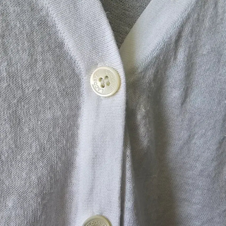 [BUNJANG] Lacoste White V-Neck Cardigan / 라코스테 화이트 브이넥 가디건