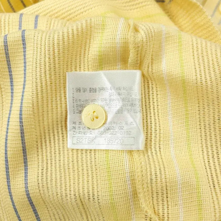 [BUNJANG] Nike Golf Yellow Multi-Color Striped Swoosh Logo Half Button Shirt / 나이키 골프 00s 옐로우톤 멀티컬러 스트라이프패턴 스우시 로고 하프버튼