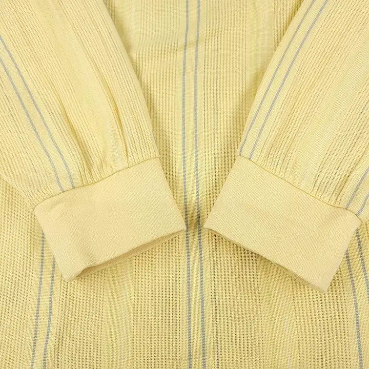 [BUNJANG] Nike Golf Yellow Multi-Color Striped Swoosh Logo Half Button Shirt / 나이키 골프 00s 옐로우톤 멀티컬러 스트라이프패턴 스우시 로고 하프버튼