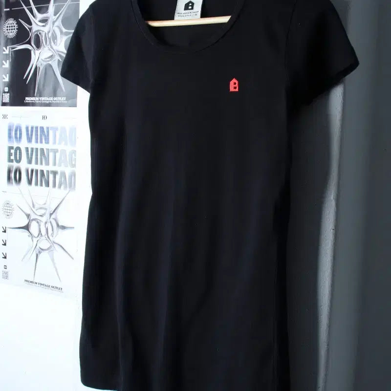 [BUNJANG] Beanpole Slim Fit Black T-Shirt / W(M-L) 빈폴 반팔 티셔츠 슬림핏 블랙 놈코어-184F3