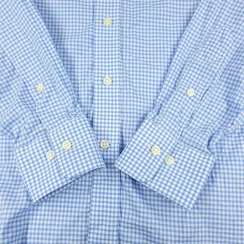 [BUNJANG] Polo Ralph Lauren Gingham Check Custom Fit Shirt / 폴로랄프로렌 화이트 라이트블루 배색 깅엄체크 블루포니 커스텀핏 컷어웨이