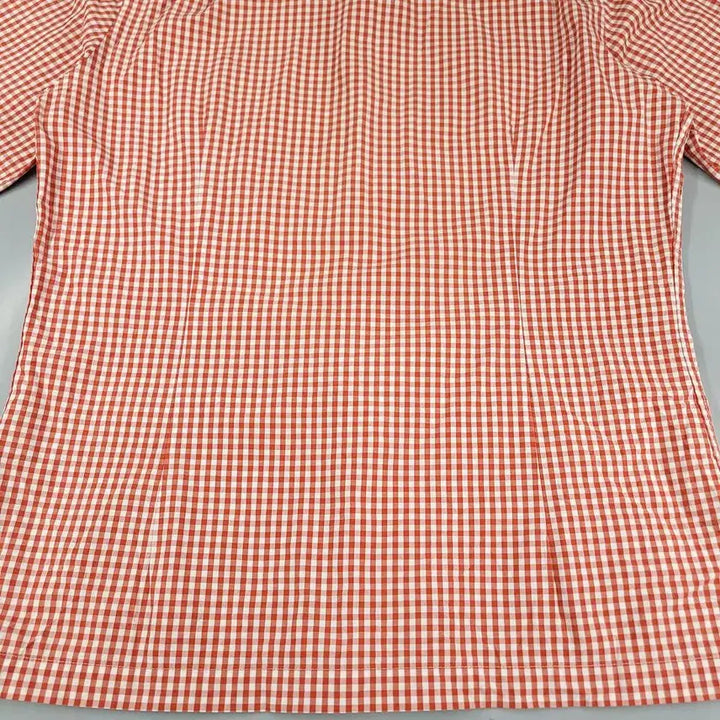 [BUNJANG] Lacoste Gingham Check Button-Down Cotton Shirt / 라코스테 화이트 레드 배색 깅엄체크 크록로고 버튼다운 코튼 남방 셔츠 M