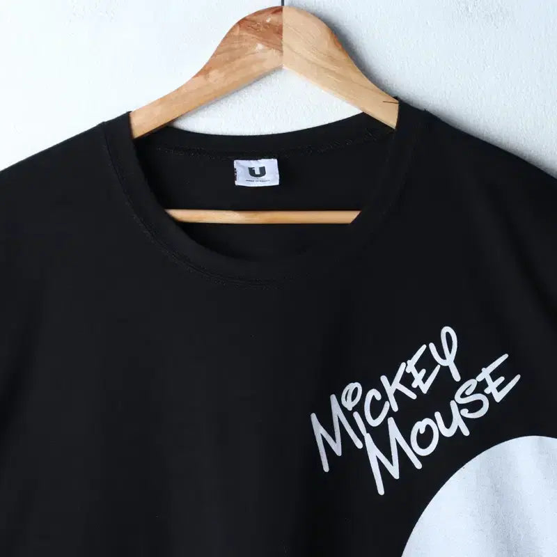 [BUNJANG] W(F) Disney Mickey Mouse Black T-Shirt / W(F) 디즈니 반팔 티셔츠 빅사이즈 미키마우스 블랙 한정판-184FC