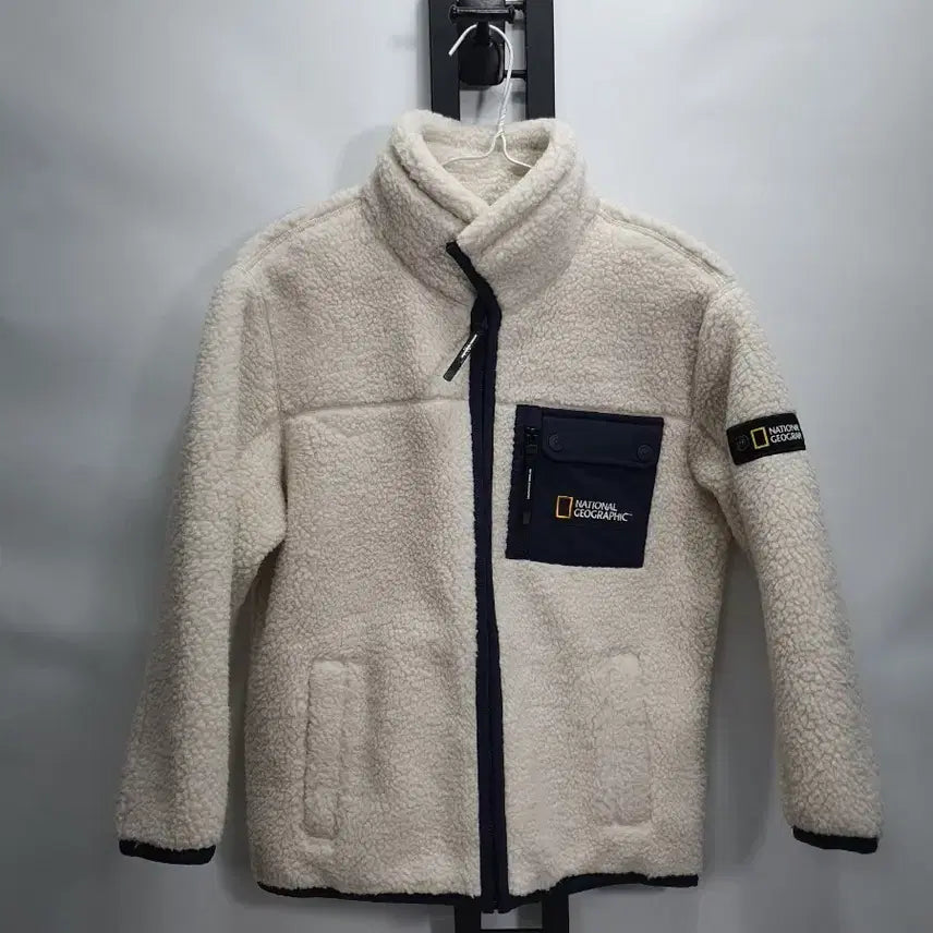 [BUNJANG] National Geographic Fleece Shearling Jacket Ivory (S) / 내셔널지오그래픽 후리스 뽀글이 양털 자켓 아이보리 s