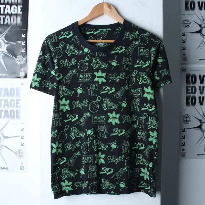[BUNJANG] Jordan Pattern Green T-shirt / (S) 조던 반팔 티셔츠 패턴 그린 올드스쿨-184FD