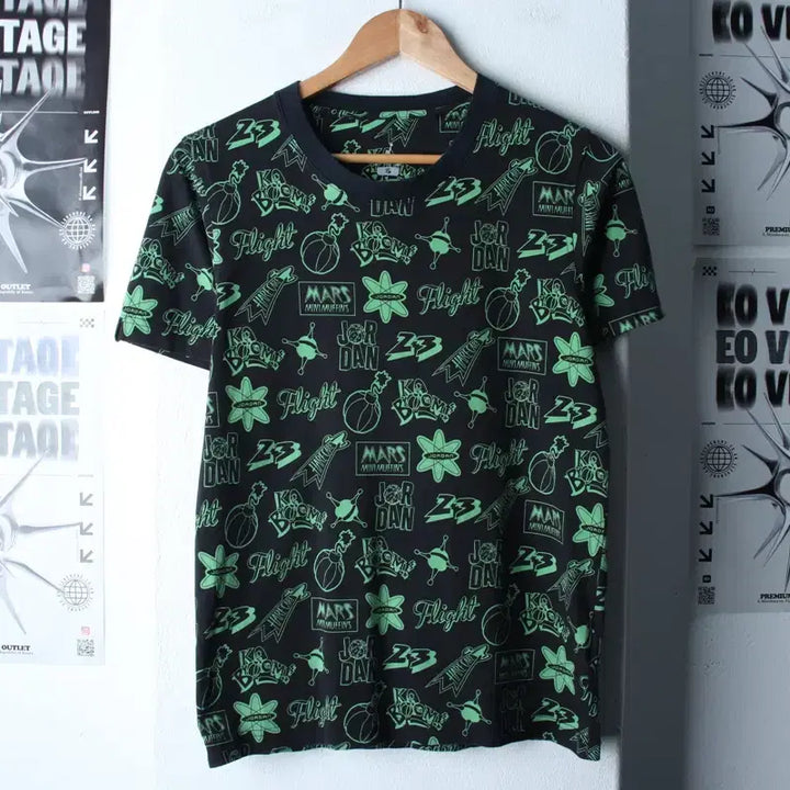 [BUNJANG] Jordan Pattern Green T-shirt / (S) 조던 반팔 티셔츠 패턴 그린 올드스쿨-184FD