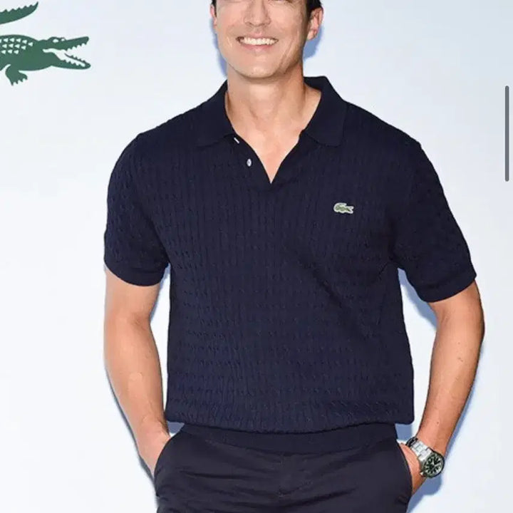 [SOLD OUT] 105-110) Lacoste 라코스테 케이블 반팔 폴로셔츠 네이비
