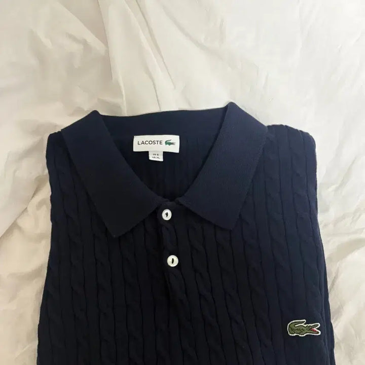 [SOLD OUT] 105-110) Lacoste 라코스테 케이블 반팔 폴로셔츠 네이비