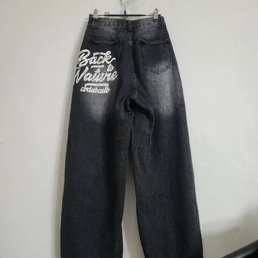[BUNJANG] Black Denim Wide Pants / 워싱 블랙 데님 와이드 팬츠